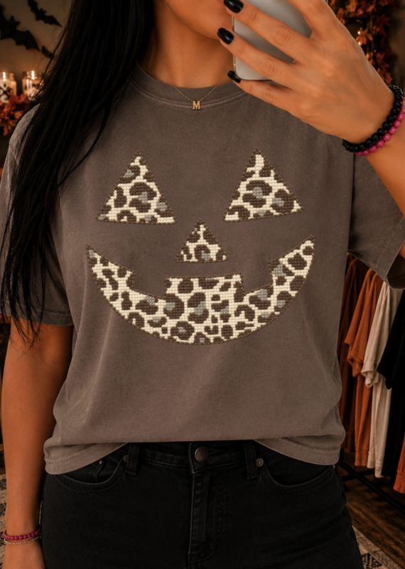 509 Broadway Leopard Jack O Lantern Tee