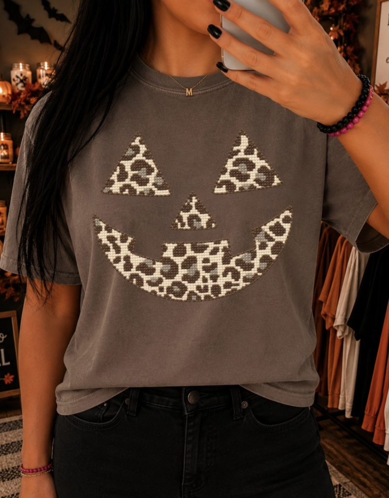 509 Broadway Leopard Jack O Lantern Tee