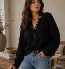 509 Broadway Luxe Knit Henley Pullover