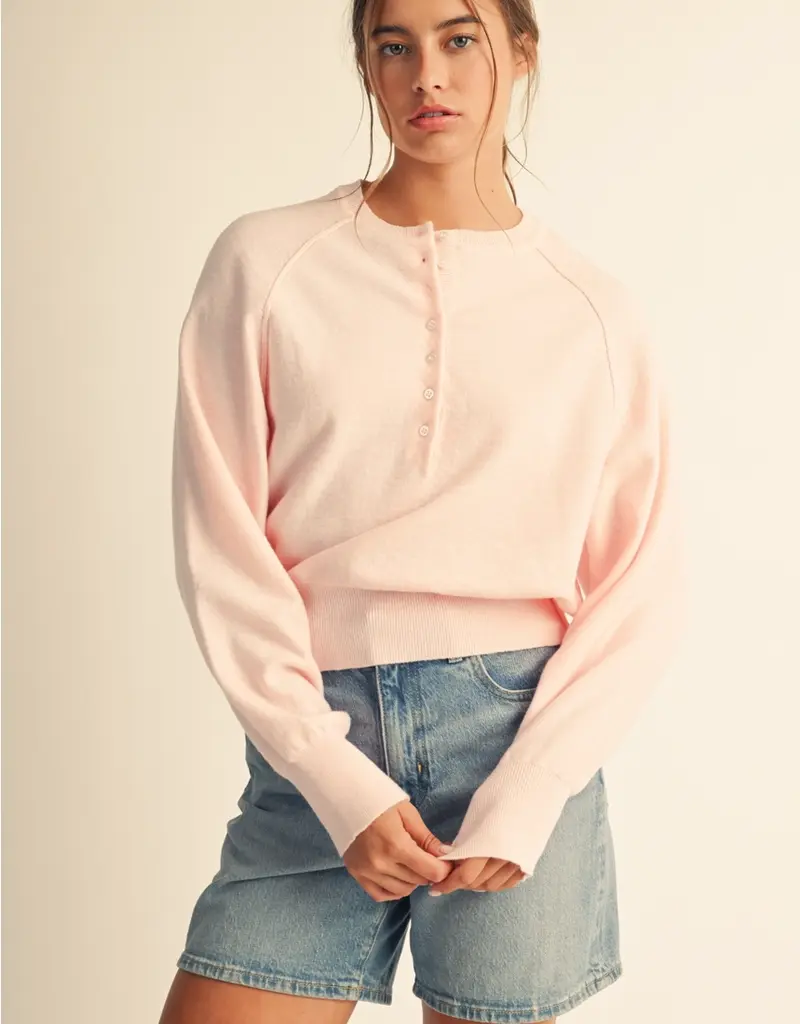 509 Broadway Luxe Knit Henley Pullover