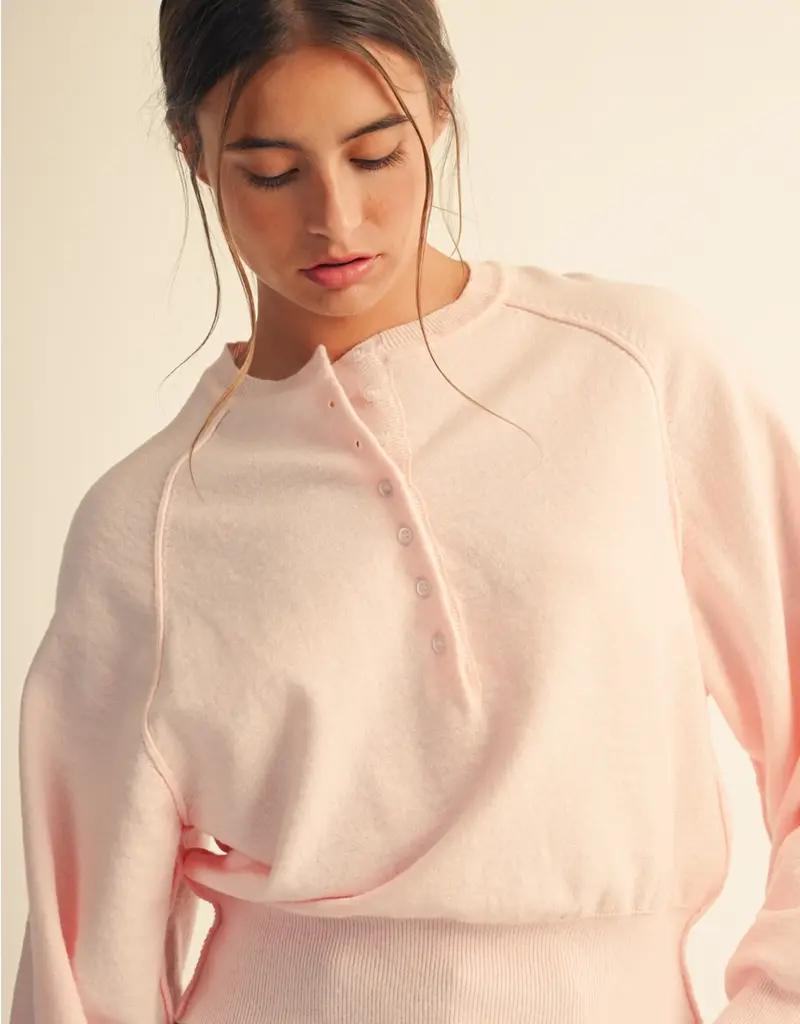 509 Broadway Luxe Knit Henley Pullover