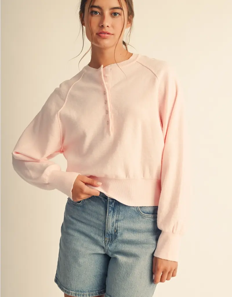 509 Broadway Luxe Knit Henley Pullover