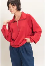 509 Broadway Half Zip Collar Raglan Pullover