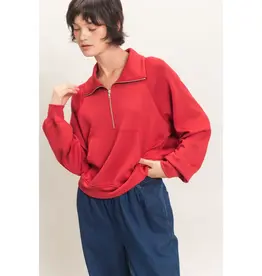 509 Broadway Half Zip Collar Raglan Pullover