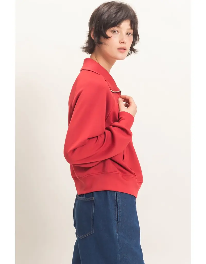 509 Broadway Half Zip Collar Raglan Pullover