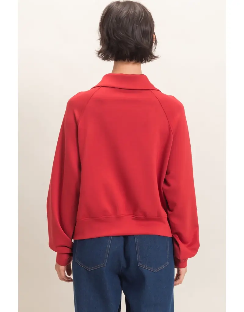 509 Broadway Half Zip Collar Raglan Pullover