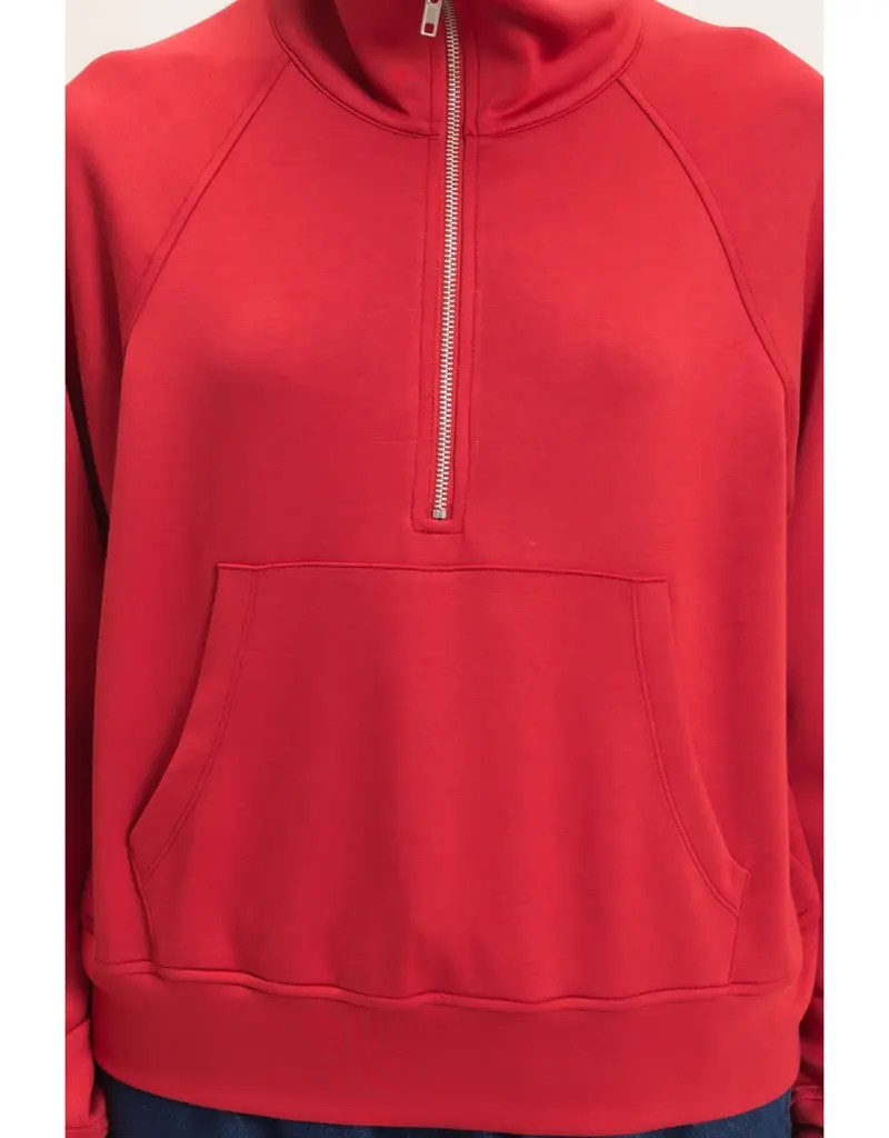 509 Broadway Half Zip Collar Raglan Pullover