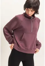 509 Broadway Half Zip Collar Raglan Pullover