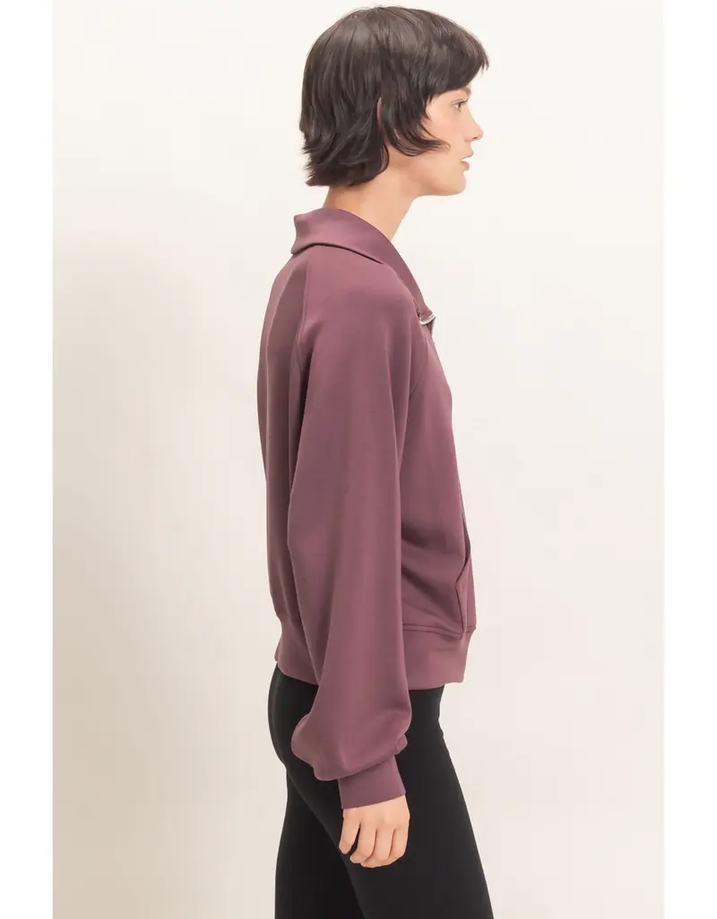 509 Broadway Half Zip Collar Raglan Pullover