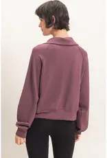 509 Broadway Half Zip Collar Raglan Pullover