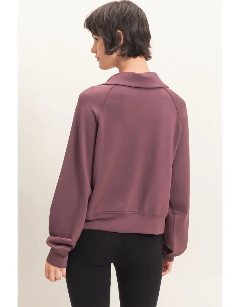 509 Broadway Half Zip Collar Raglan Pullover