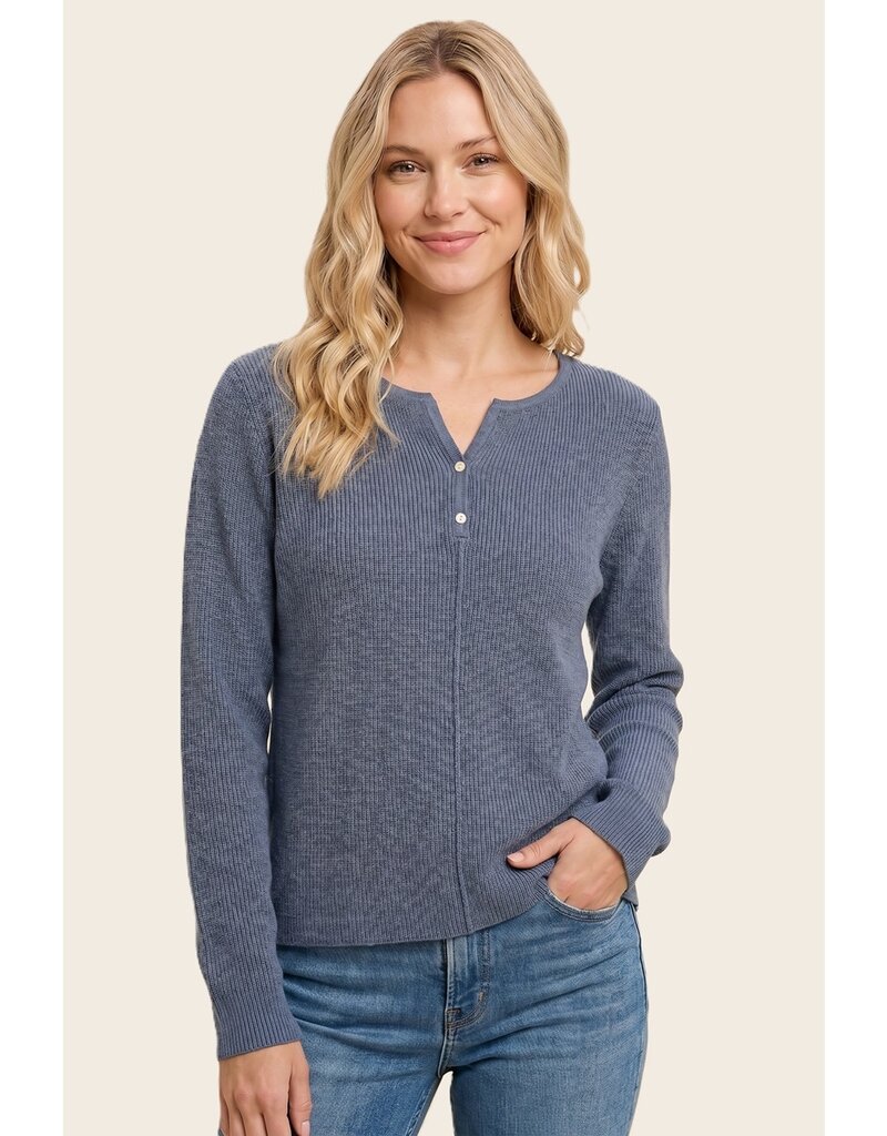 Staccato Henley Button Neck Ribbed Sweater