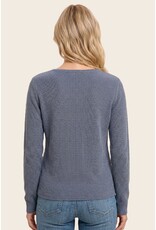Staccato Henley Button Neck Ribbed Sweater
