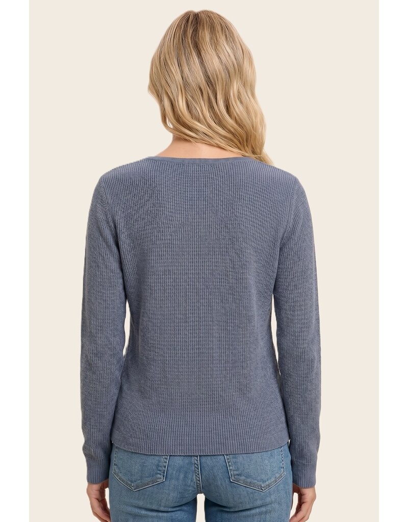 Staccato Henley Button Neck Ribbed Sweater
