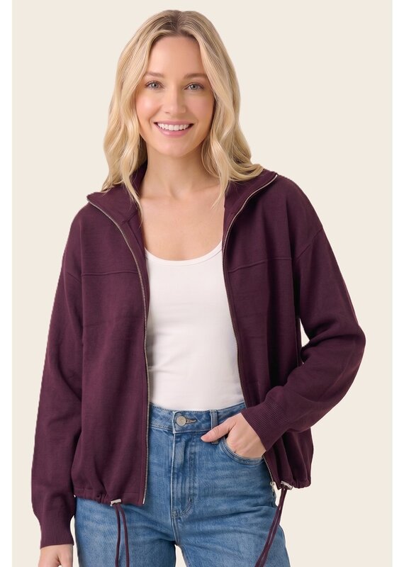 Staccato Zip Up Drawstring Hem Sweater Jacket