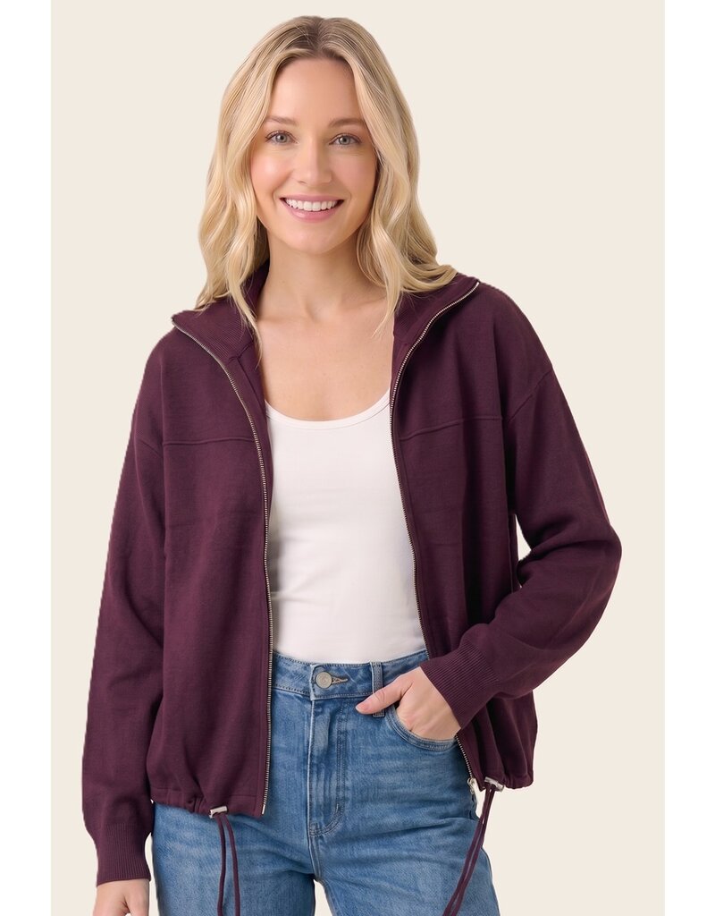 Staccato Zip Up Drawstring Hem Sweater Jacket