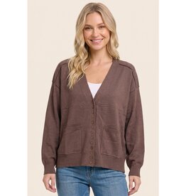 Staccato Solid V Neck Button Down Cardigan