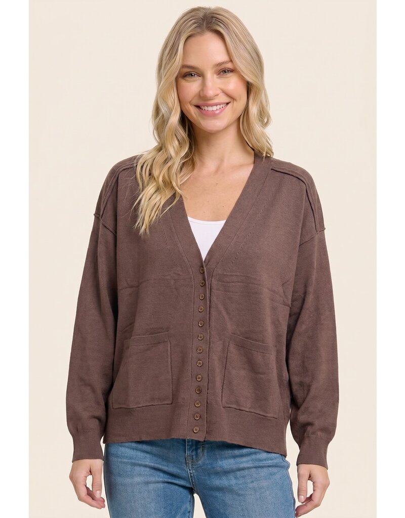 Staccato Solid V Neck Button Down Cardigan