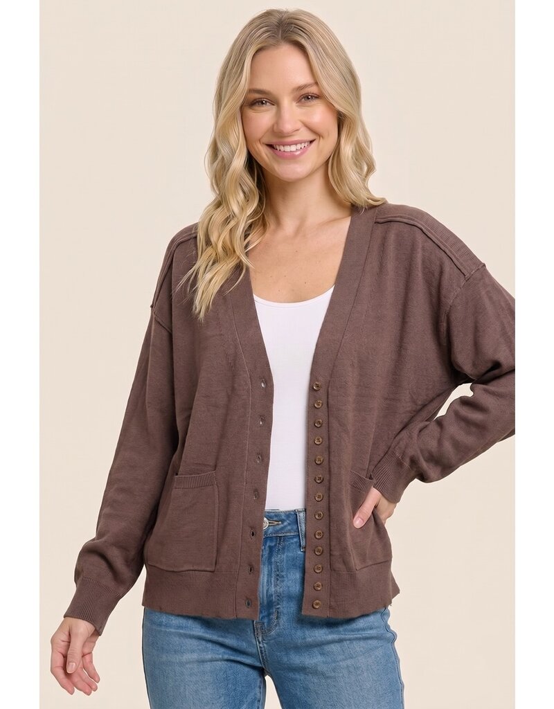 Staccato Solid V Neck Button Down Cardigan