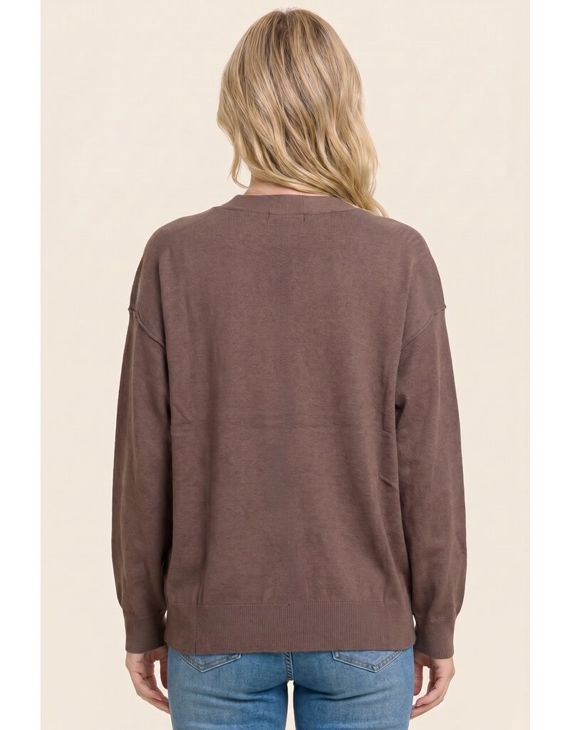 Staccato Solid V Neck Button Down Cardigan