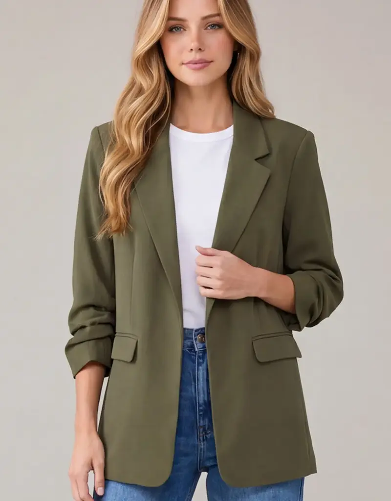 509 Broadway 3/4 Sleeve Long Blazer