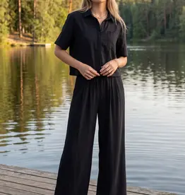 509 Broadway Short Sleeve Button Top & Pant Set