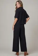 509 Broadway Short Sleeve Button Top & Pant Set