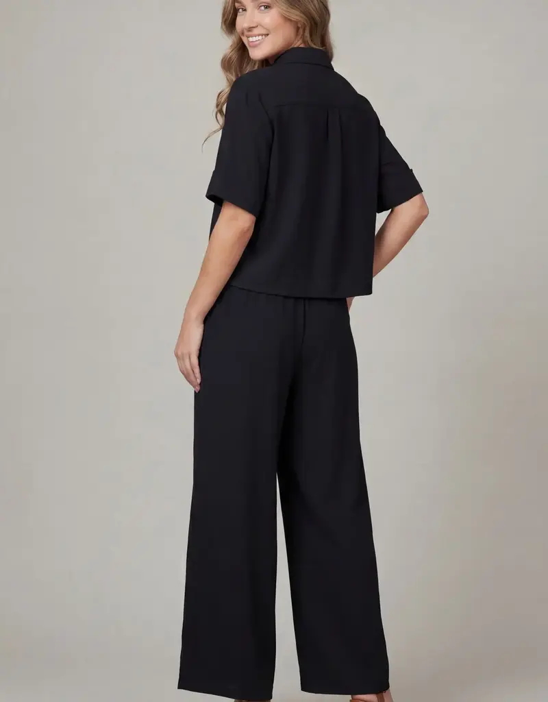 509 Broadway Short Sleeve Button Top & Pant Set