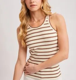 509 Broadway Stripe Ribbed Crew Neck Tank