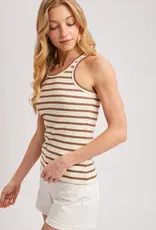 509 Broadway Stripe Ribbed Crew Neck Tank