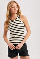 509 Broadway Stripe Ribbed Crew Neck Tank