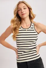 509 Broadway Stripe Ribbed Crew Neck Tank