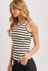 509 Broadway Stripe Ribbed Crew Neck Tank