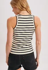 509 Broadway Stripe Ribbed Crew Neck Tank