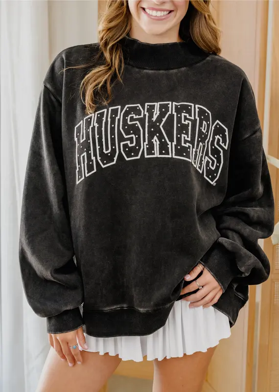 509 Broadway Huskers Polka Dot Sweatshirt