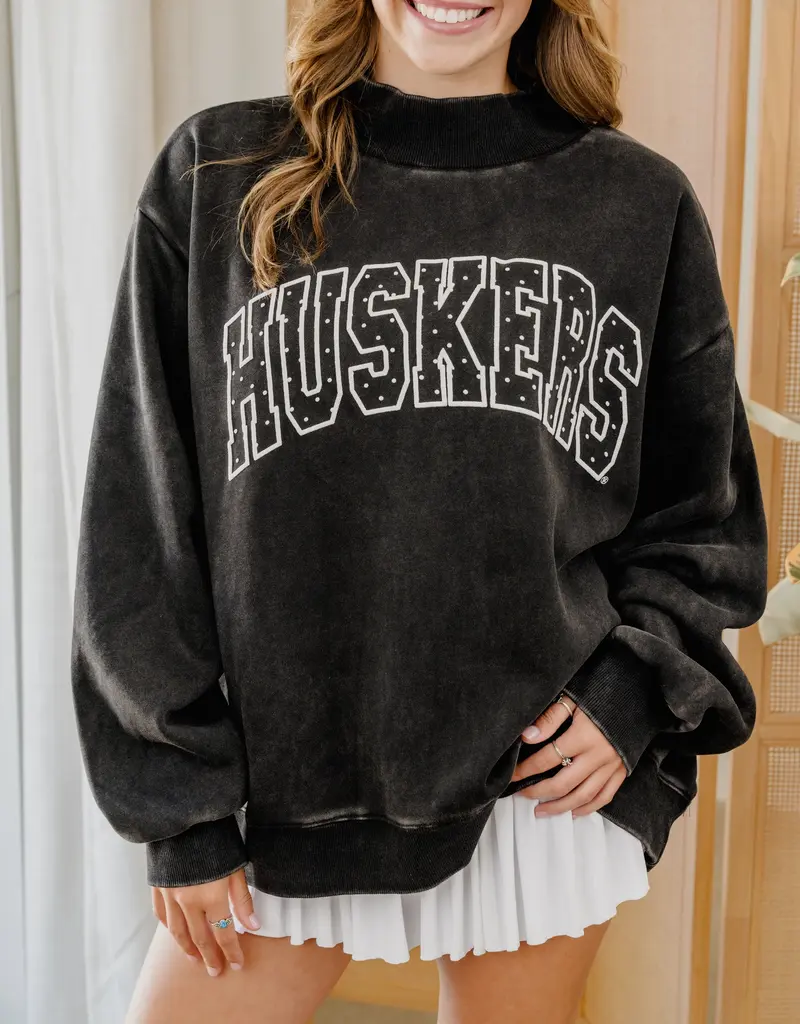 509 Broadway Huskers Polka Dot Sweatshirt
