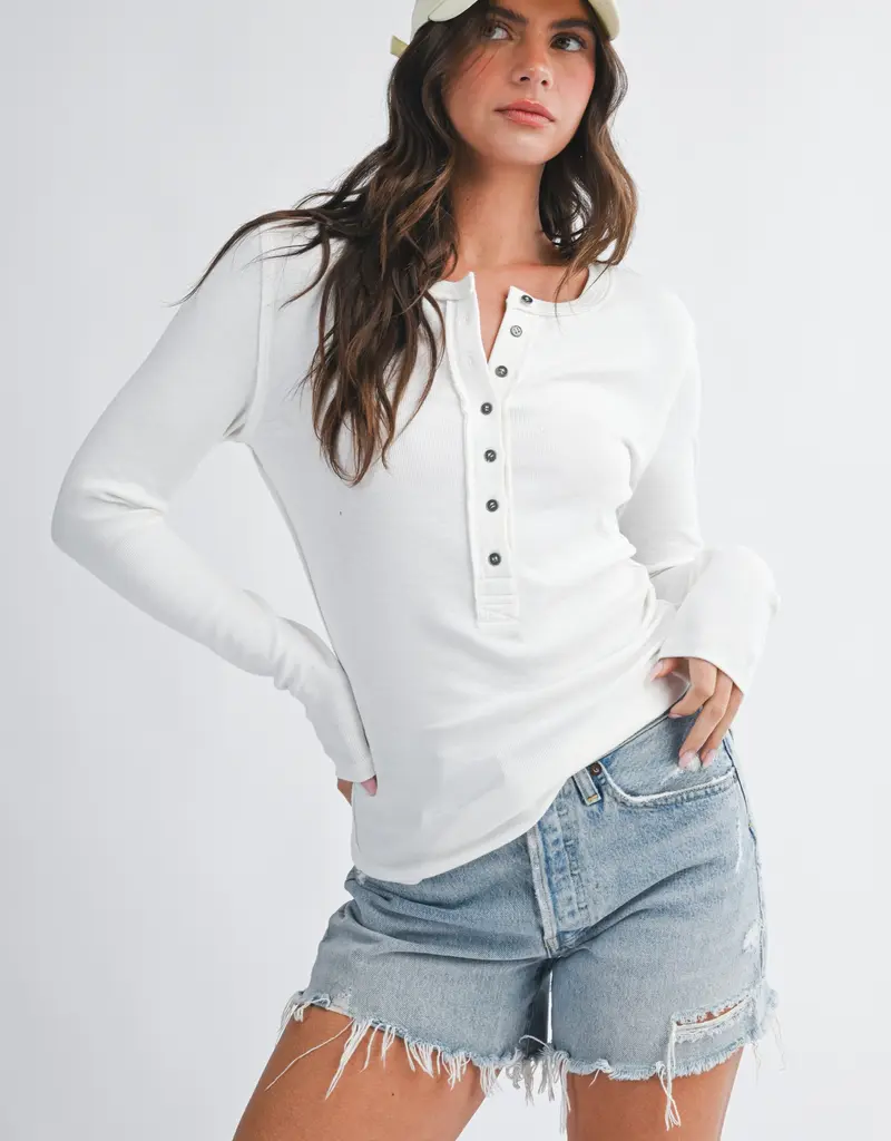509 Broadway Henley Long Sleeve Top