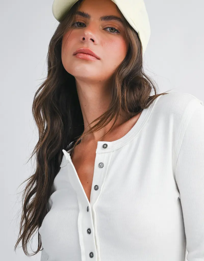509 Broadway Henley Long Sleeve Top