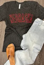 509 Broadway Nebraska Leopard Graphic Tee