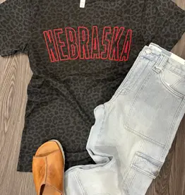 509 Broadway Nebraska Leopard Graphic Tee