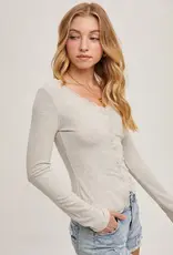 509 Broadway Button Down Lace Trim Knit Cardigan