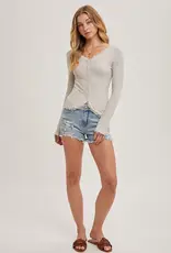 509 Broadway Button Down Lace Trim Knit Cardigan