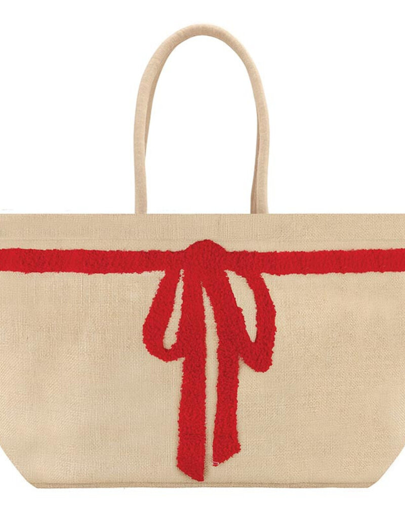 Burlap Tote |Red Bow|
