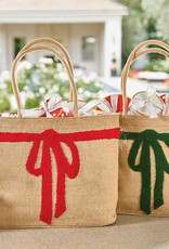 Burlap Tote |Red Bow|