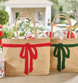 Burlap Tote |Red Bow|