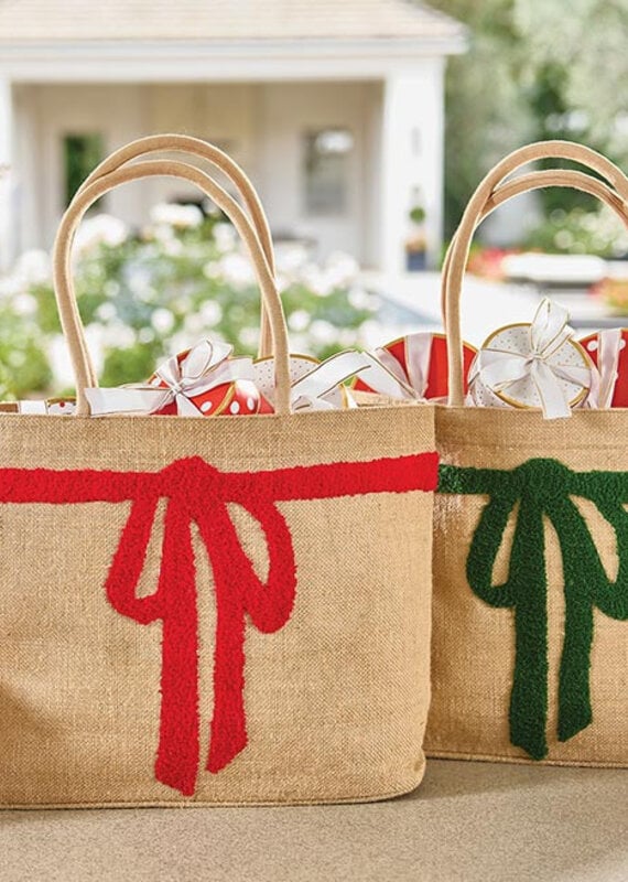 Burlap Tote |Red Bow|
