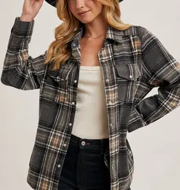 509 Broadway Button Down Plaid Shacket