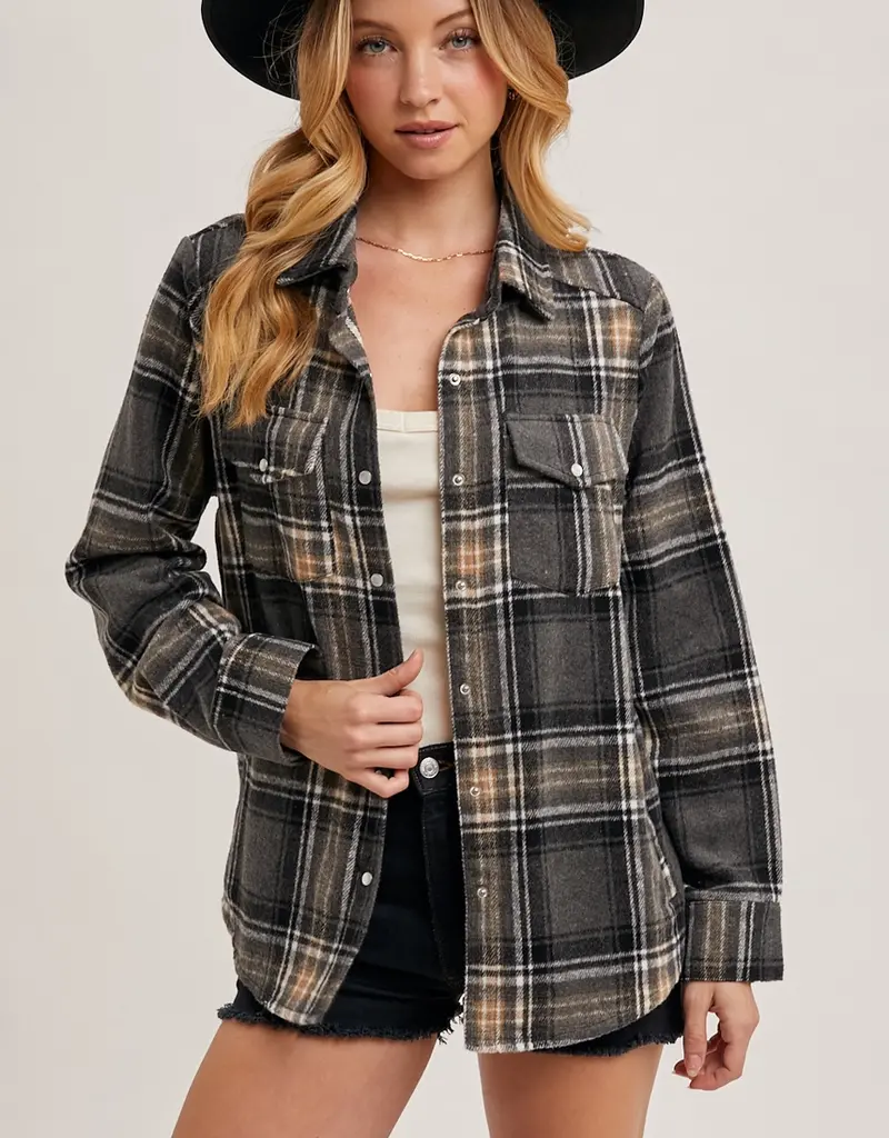 509 Broadway Button Down Plaid Shacket