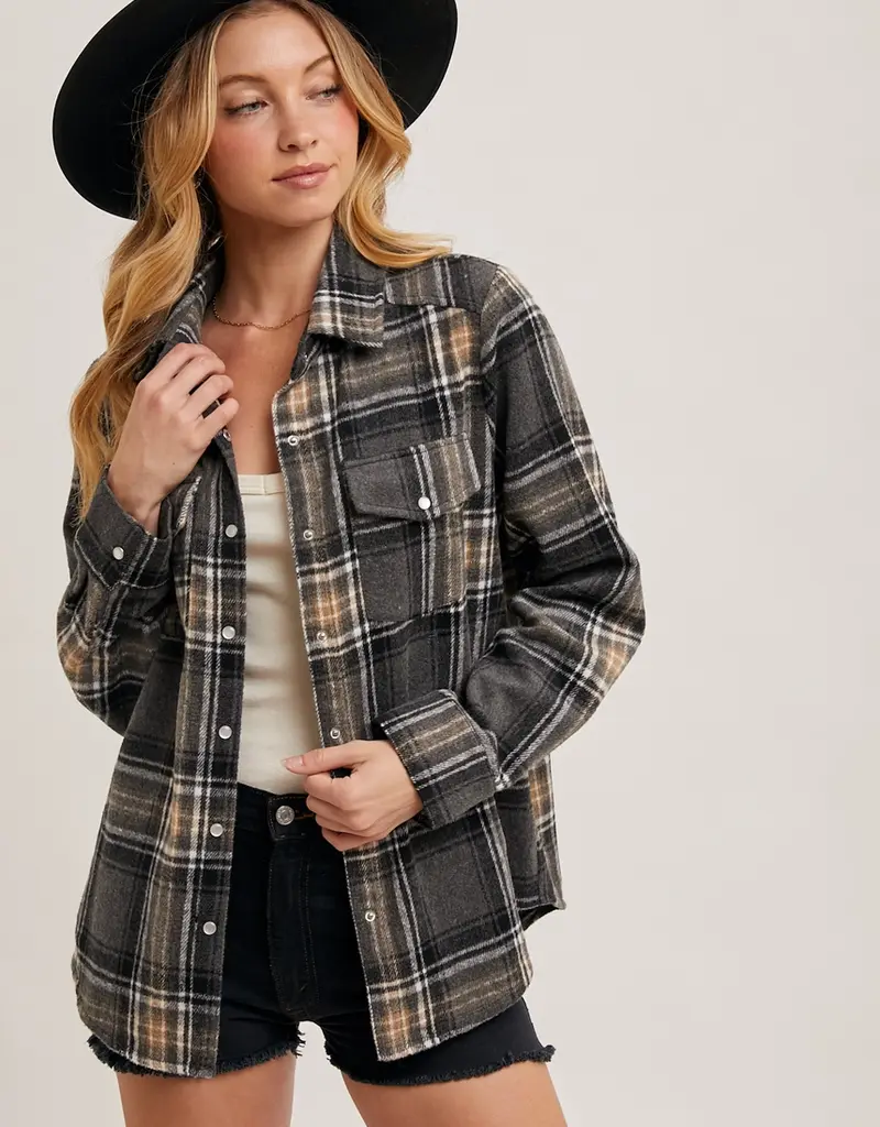 509 Broadway Button Down Plaid Shacket
