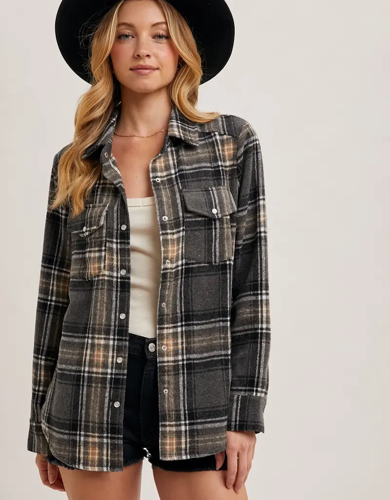 509 Broadway Button Down Plaid Shacket